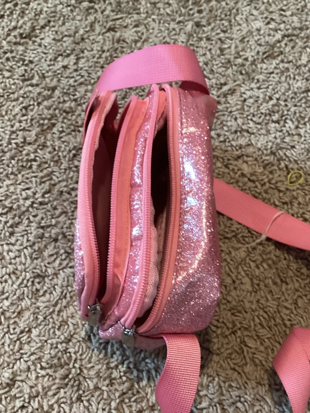Kids Pink Glitter Heart Sunglasses Crossbody Bag - Unbranded